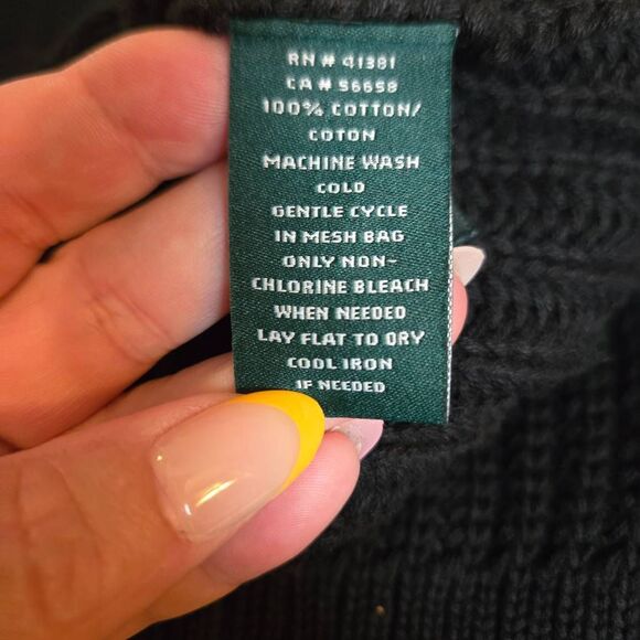 Lauren Ralph Lauren Black Sweater Shaker & Cable Knit VNeck  Medium - Picture 9 of 9